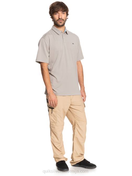 Quiksilver PJ4H99 moški kremenčevo siva waterman polo majica s kratkimi rokavi