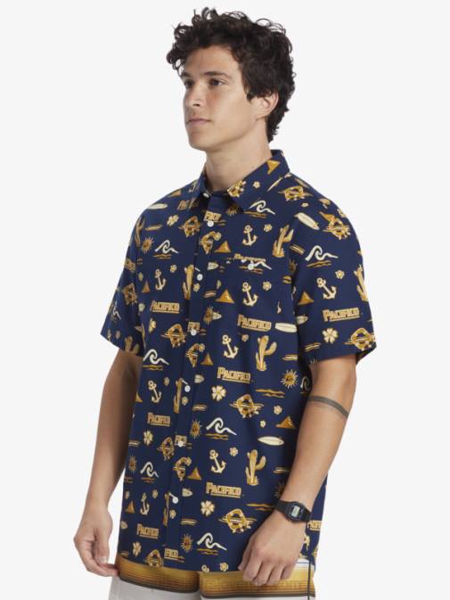 Quiksilver x Pacifico PJ4H15 moški mornarsko modri blazer majica s kratkimi rokavi
