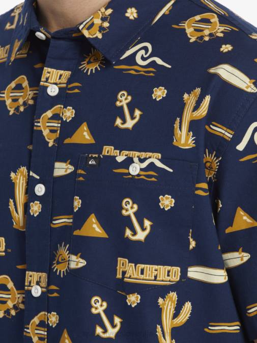Quiksilver x Pacifico PJ4H15 moški mornarsko modri blazer majica s kratkimi rokavi