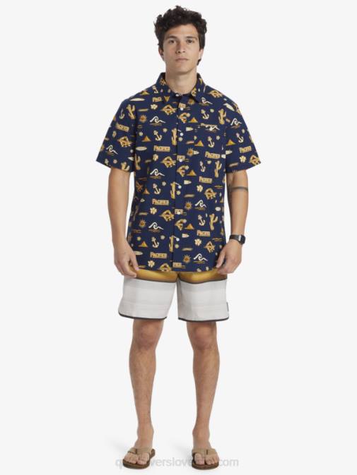 Quiksilver x Pacifico PJ4H15 moški mornarsko modri blazer majica s kratkimi rokavi