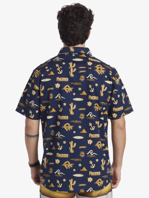 Quiksilver x Pacifico PJ4H15 moški mornarsko modri blazer majica s kratkimi rokavi