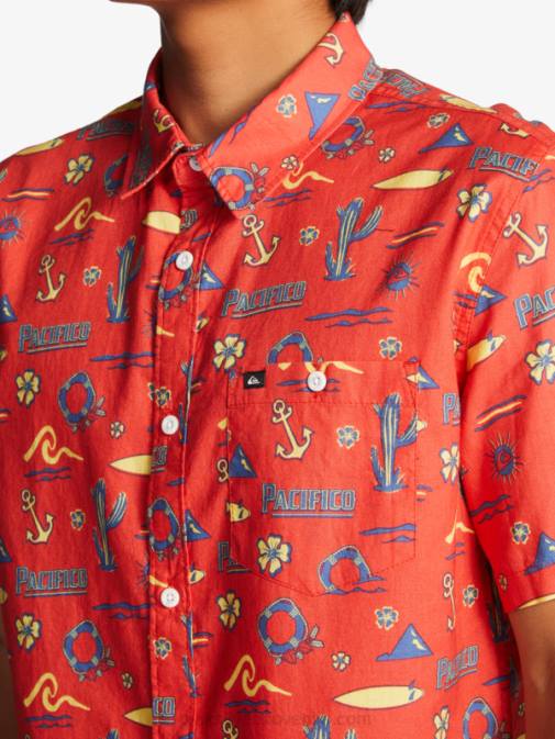 Quiksilver x Pacifico PJ4H16 moški rdeči pacifico quiksilver majica s kratkimi rokavi